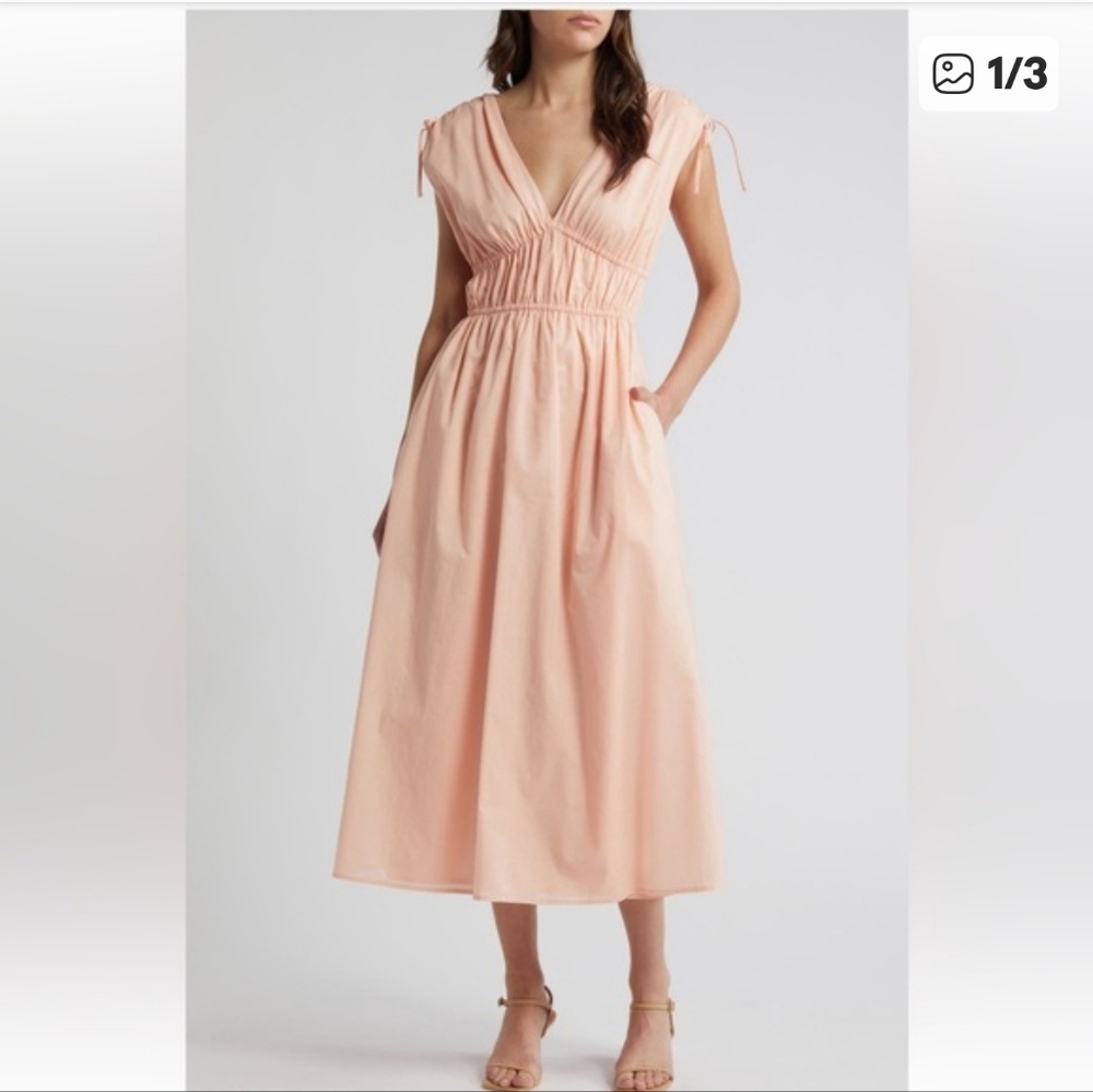 Charles Henry Peach Midi Dress